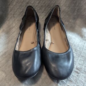 Time and Tru Black Leather Flats